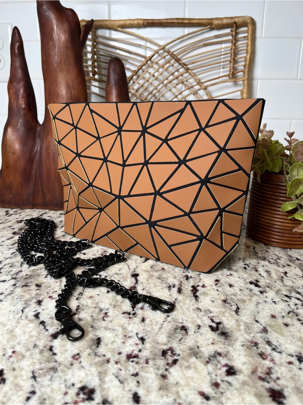 Patrizia Luca Geometric Tan Crossbody Bag